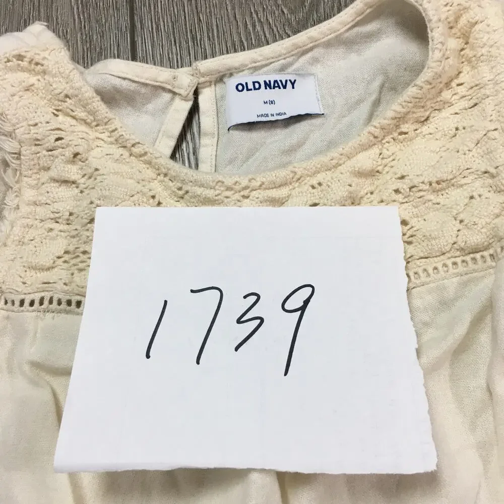 EUC Old Navy Sleeveless Crochet Romper Cream Girls M 8